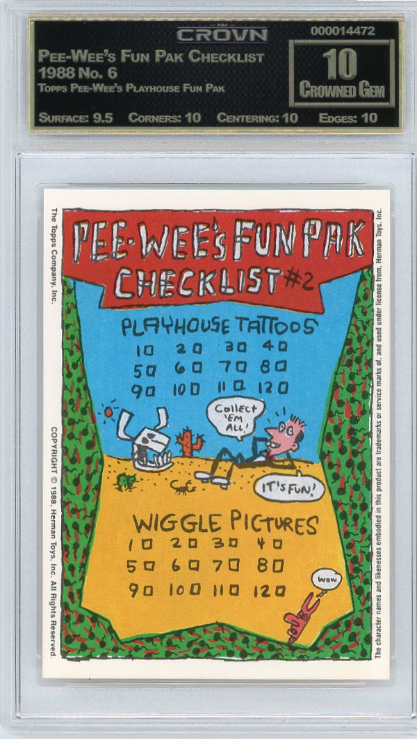 Pee-Wee's Fun Pak Checklist
