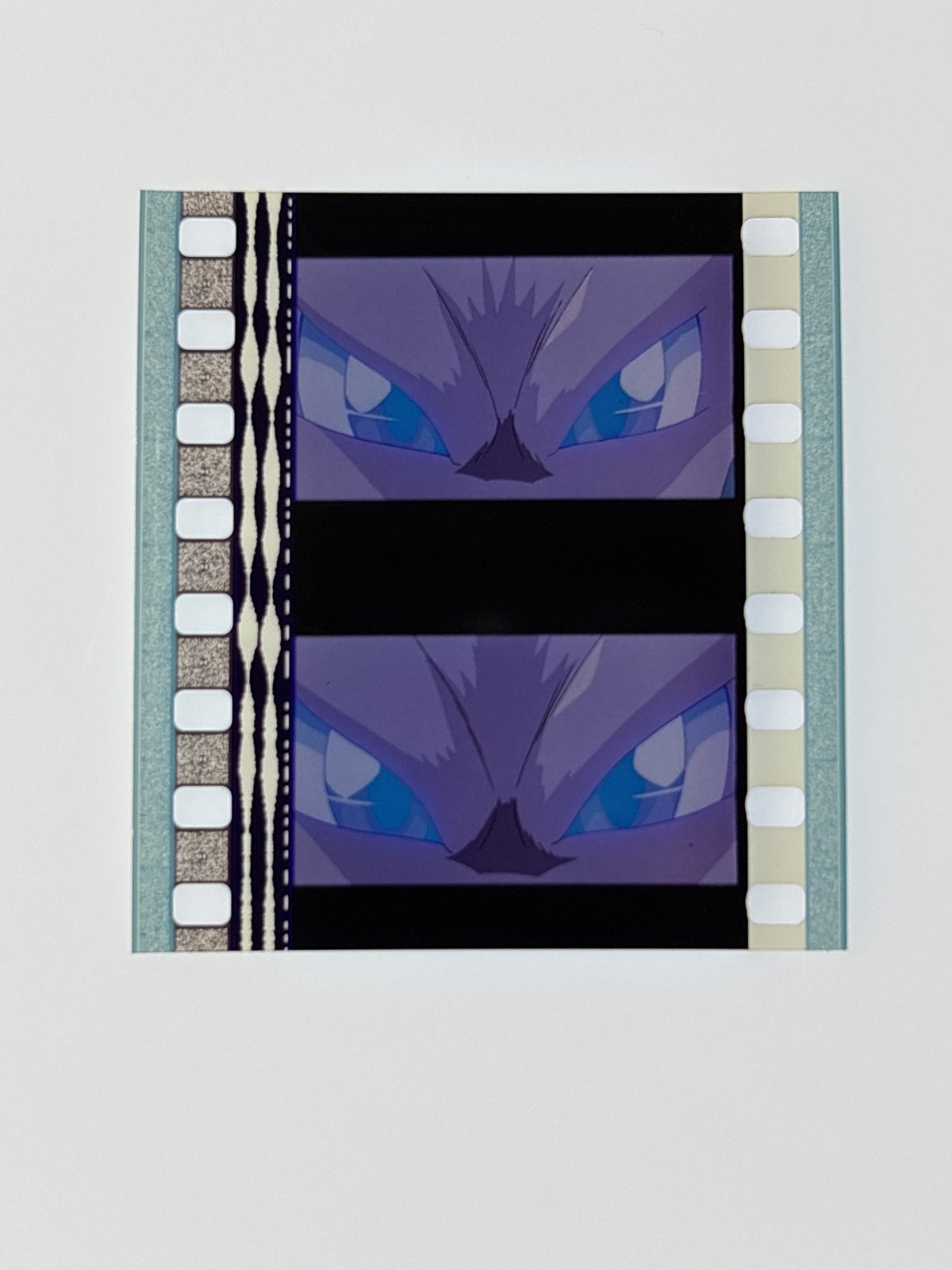 The film strip as photographed on the light panel at intake, before encapsulation