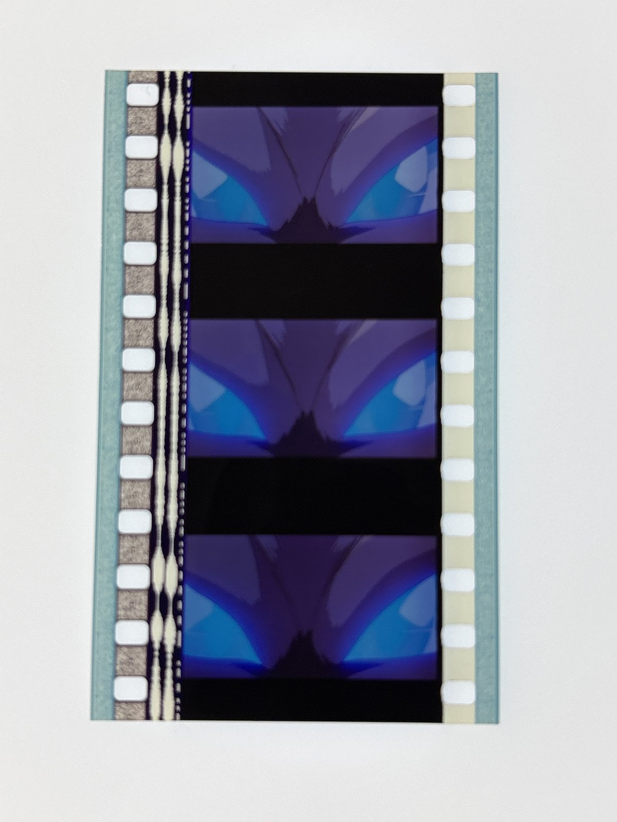 The film strip as photographed on the light panel at intake, before encapsulation