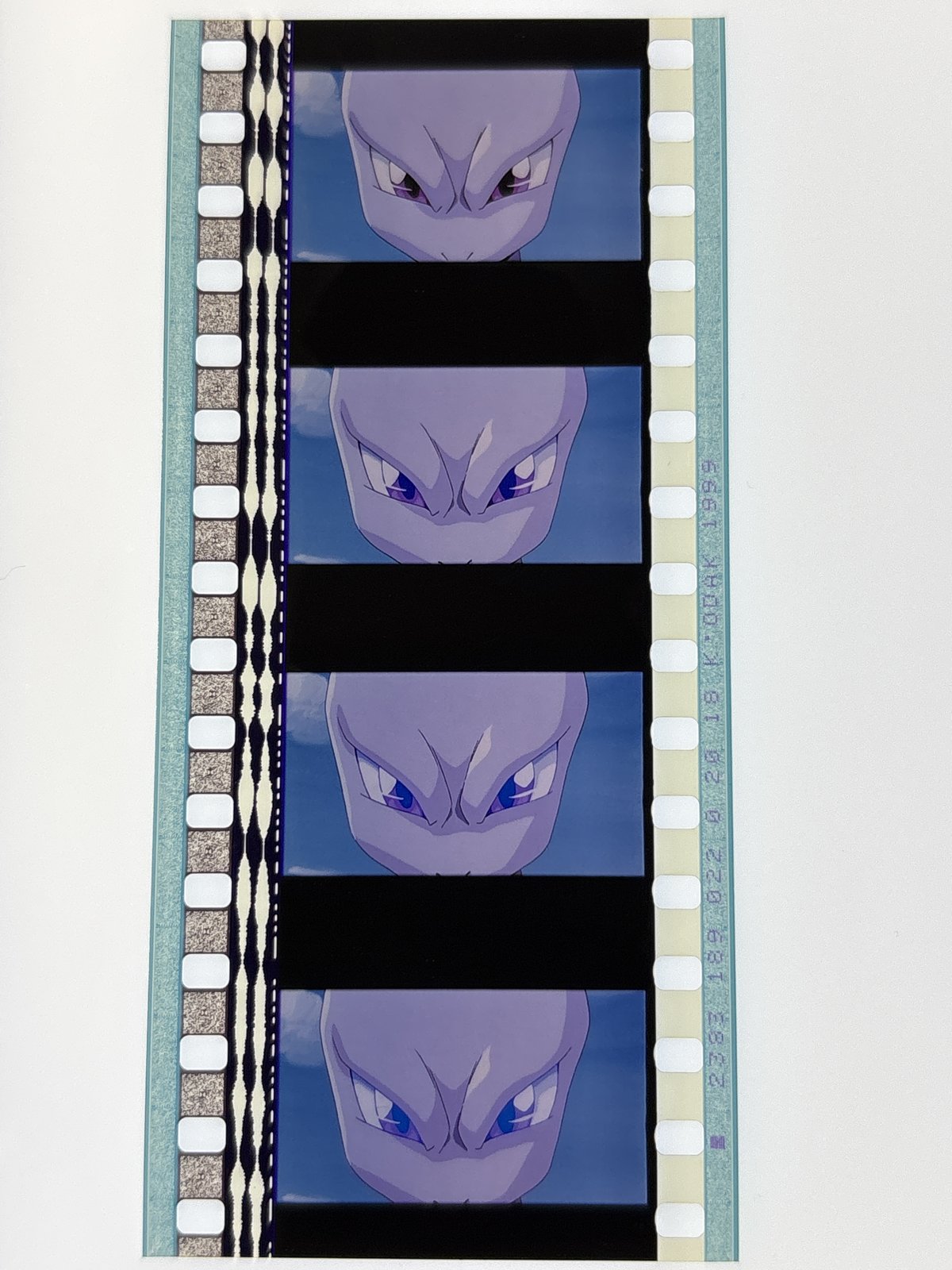 The film strip as photographed on the light panel at intake, before encapsulation