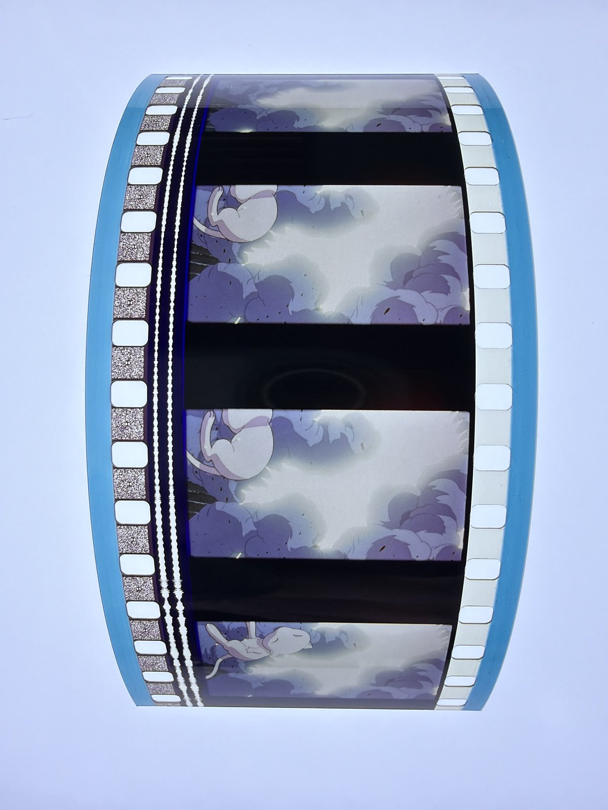 The film strip as photographed on the light panel at intake, before encapsulation